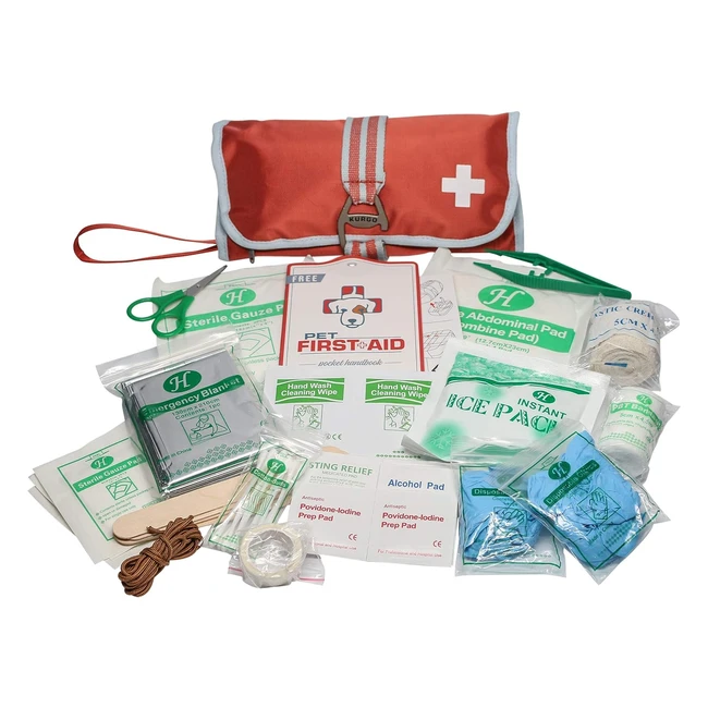 Kurgo Dog First Aid Kit - 50 Piece Compact & Portable - Durable Material - Paprika Red