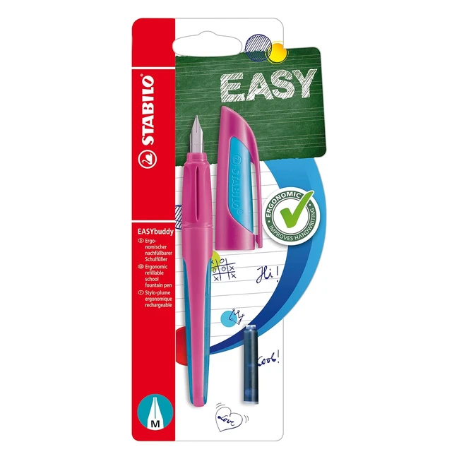 Ergonomischer Schul-Füller Stabilo EasyBuddy M-Feder Pink/Hellblau