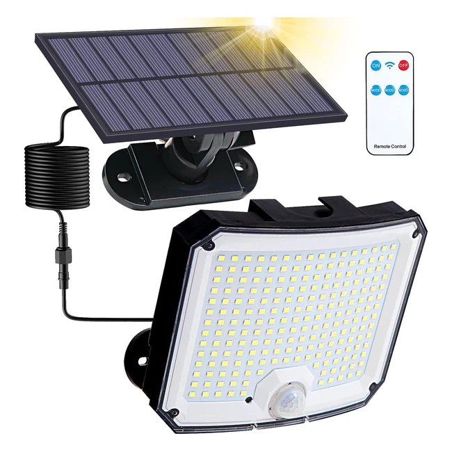 Lámpara Solar Exterior 208 LED - Sensor de Movimiento - IP65 Impermeable - Control Remoto