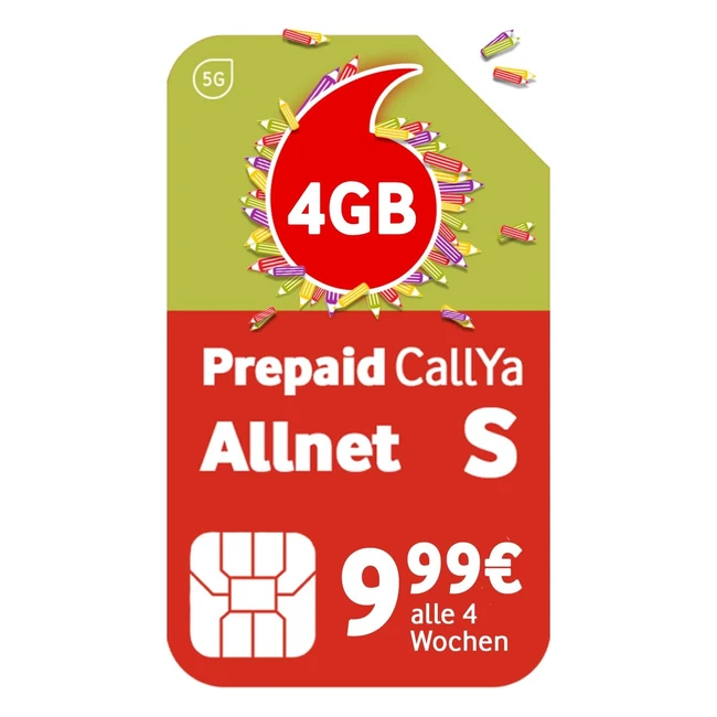 Vodafone Prpay Callya Allnet S - Volume de donnes 3 Go - Rseau 5G - Carte SI