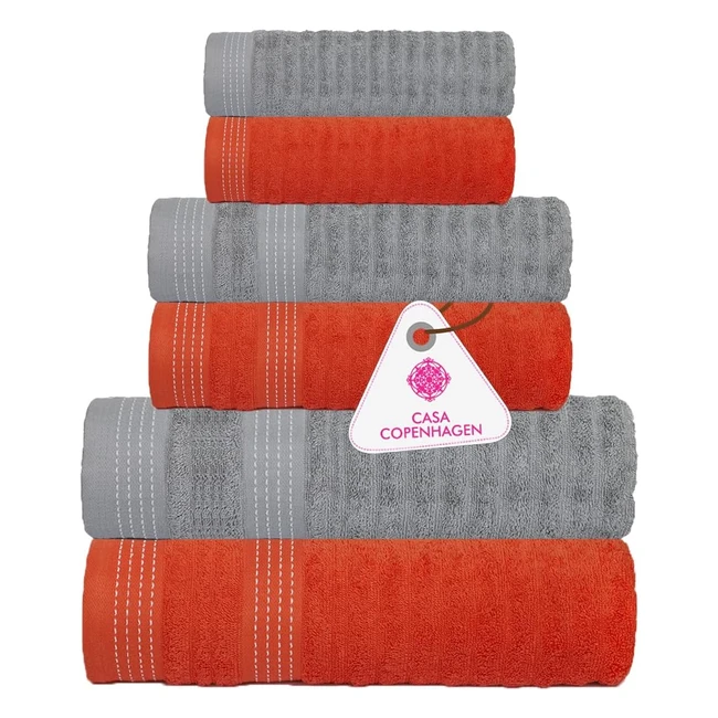 Ensemble de serviettes élégance Casa Copenhagen 550gm en coton égyptien pour hôtel spa cuisine et salle de bain - 6 pièces avec 2 baig 2 mains 2 dbarbouillettes
