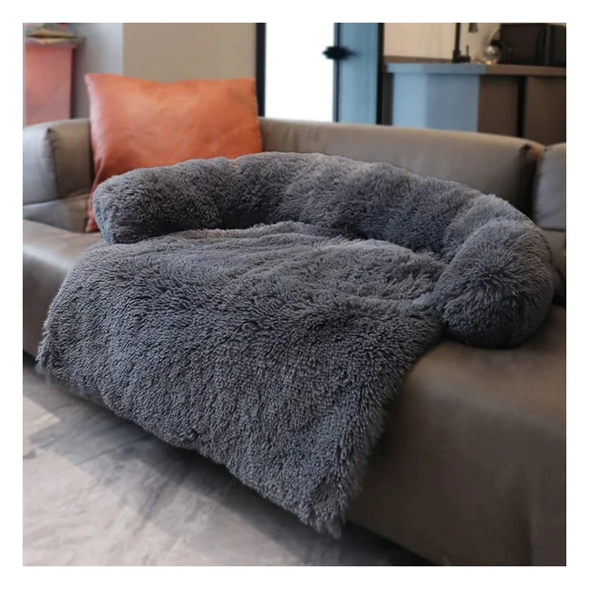 MoonxHome Pet Sofa Protector - Calming Dog Bed for Large Medium Dogs - Plush Dog Mat - Dark Gray