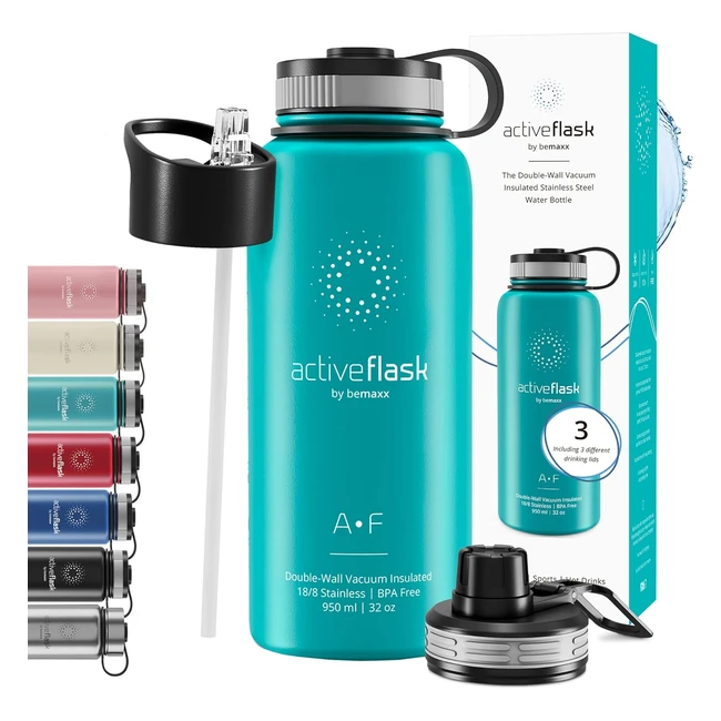 Stainless Steel Water Bottle with Straw - 3 Lids - Leakproof - BPA-Free - Vacuum Insulated - Hot Cold - Outdoor Drink Thermo Mug
