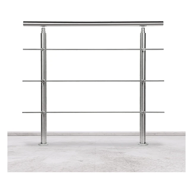 Barandilla de acero inoxidable para balcones y escaleras - 150 cm - 3 travesaños