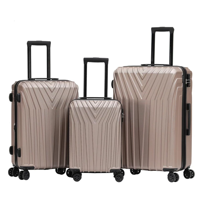 Beibye Koffer Set Hartschale TSA-Schloss Twin Wheels Erweiterung Champagner