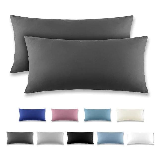 Taie d'oreiller Redkey 40x80 gris foncé - Lot de 2 - Douceur exceptionnelle