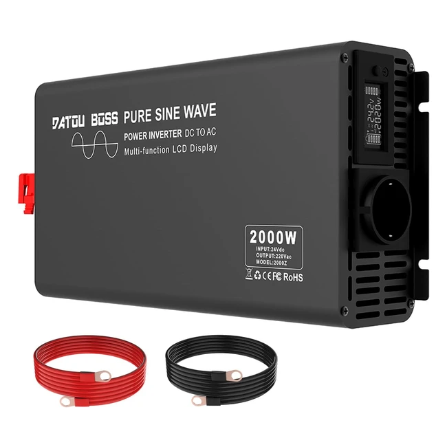 Convertisseur 24V 220V Pur Sinus 2000W/4000W AC - Onduleur avec Écran LCD - Voyage Camping