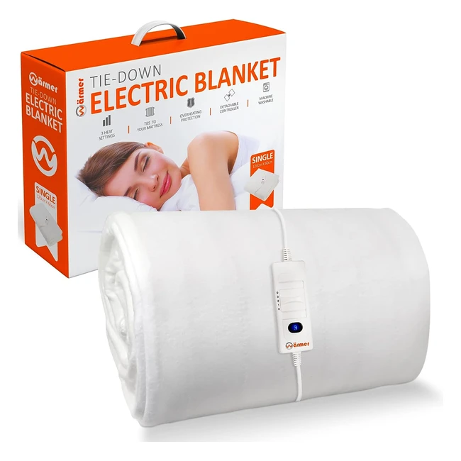 Warm Electric Blanket - Single 120x60cm - 3 Heat Settings - Machine Washable