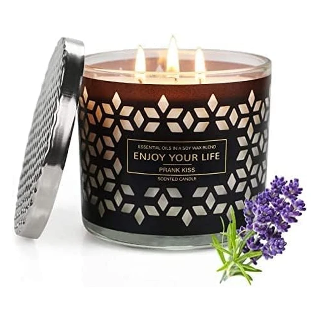 Bougie parfumée pour femme - Yming - Grande bougie 3 mèches - 14 oz - Cire de soja naturelle - Longue durée 75 heures - Cadeau anniversaire bain yoga - Lavande