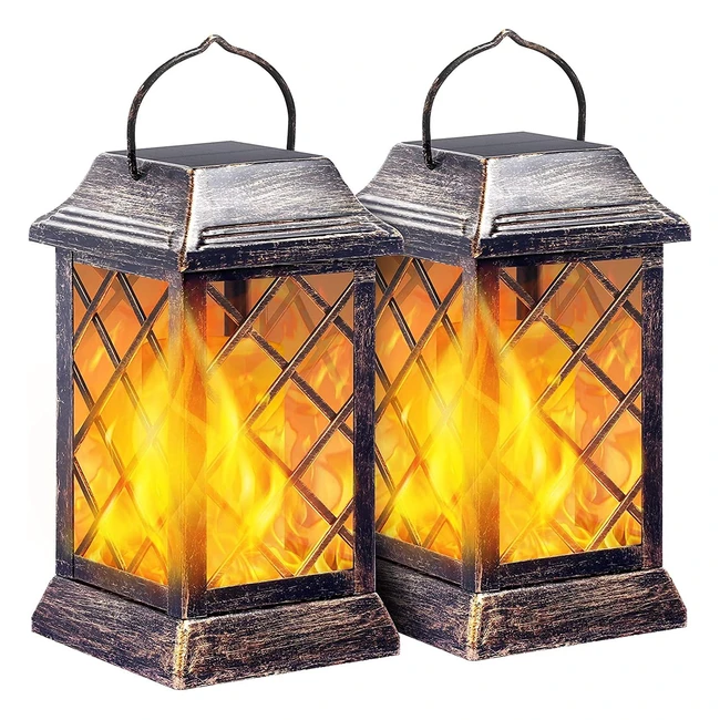 Linterna Solar Colgante Solarbaby - Luces de Jardín Impermeables - Paquete de 2 - Bronce