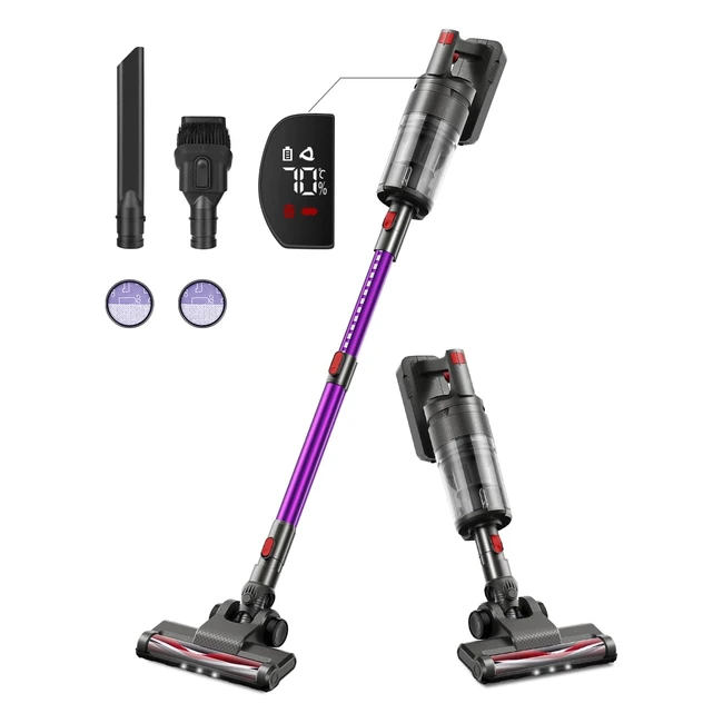Vosfeelstore Akku Staubsauger beutellos 4 in 1 20000 Pa 300 W starke Saugkraft LED Elektrobürste mit 2 Geschwindigkeiten Z11 300 W