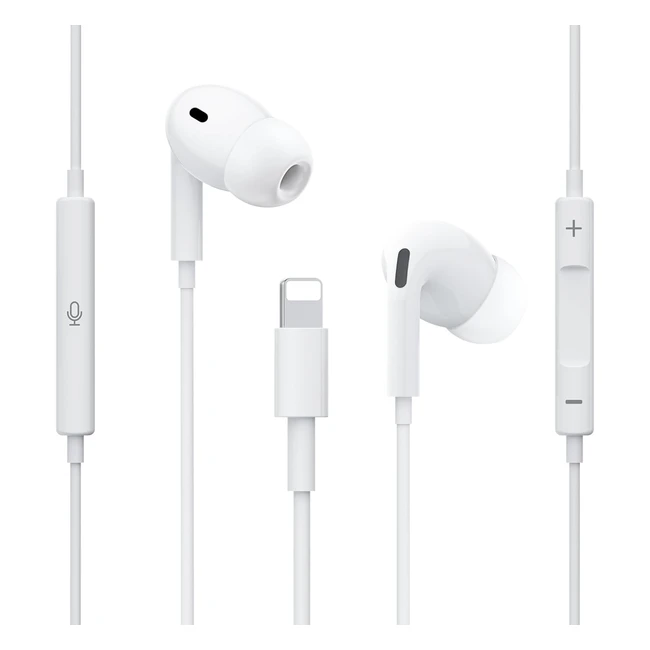 Auriculares con Cable para iPhone Certificado Apple MFi - Aislamiento de Ruido, Micrófono y Control de Volumen - Compatible con iPhone 14 Pro