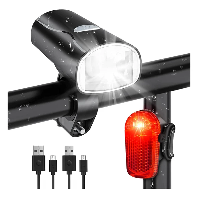 LED Fahrradlicht Set STVZO zugelassen, wasserdicht und USB-aufladbar - hohe Sichtbarkeit und klare Sicht
