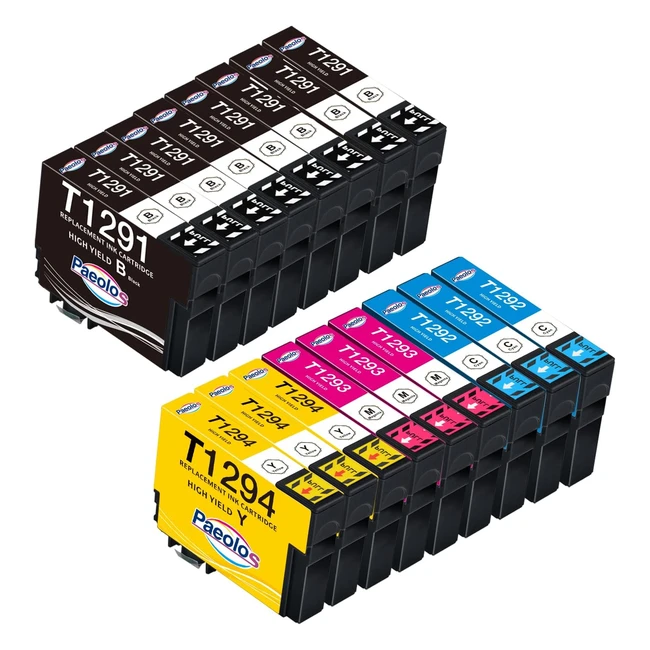 Cartouche d'encre Paeolos T1295 multipack pour Epson T1291 T1292 T1293 T1294 - Compatible avec Epson Stylus SX525WD SX535WD SX425W