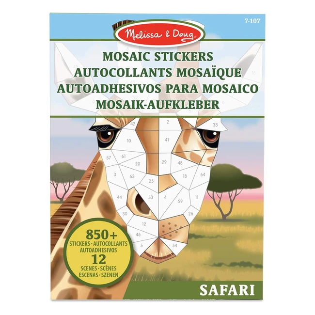 Melissa  Doug Mosaic Stickers Safari Animals - Activity Pad  Sticker Book - Gi