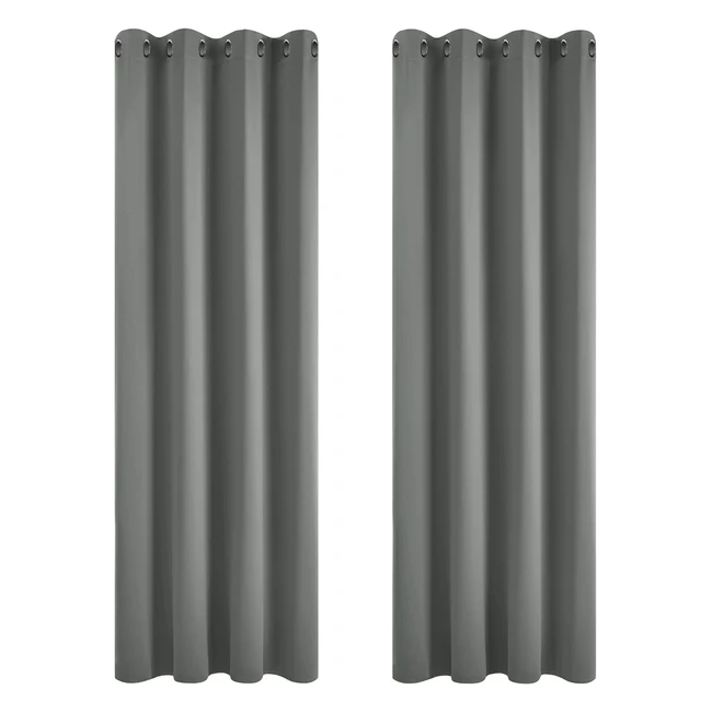 Deconovo Senvorhang Verdunkelungsvorhang 290x140 cm - Hellgrau 2er Set