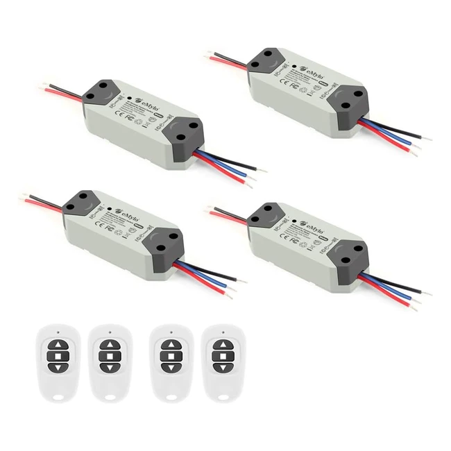 Controlador de Motor Inalámbrico Emylo RF 220V - Interruptor RF 90250V para Puertas Enrollables, Cortinas Eléctricas y Bombas de Agua - Pack de 4