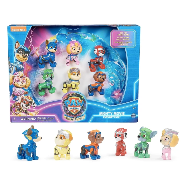 Paw Patrol Mighty Movie Geschenkset mit 6 Superhelden-Figuren, Spielzeug ab 3 Jahren