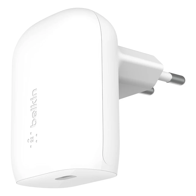 Chargeur secteur USB-C 30W Belkin avec certification PPS Power Delivery - Recharge rapide pour iPhone 14, iPhone 13, Samsung Galaxy S23, S22, iPad, AirPods, MacBook Air