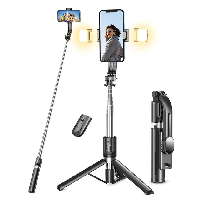 Selfie Stick Tripod with 2 Fill Lights - 45 Extra Long Phone Tripod - Detachabl