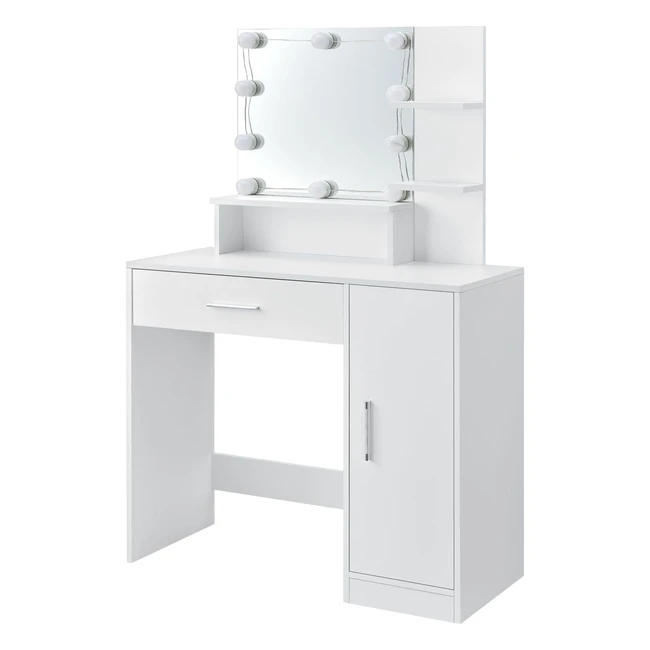 Artlife Zoey Schminktisch Weiß mit Spiegel, Schubladenfächern und Schrank für Frauen und Mädchen