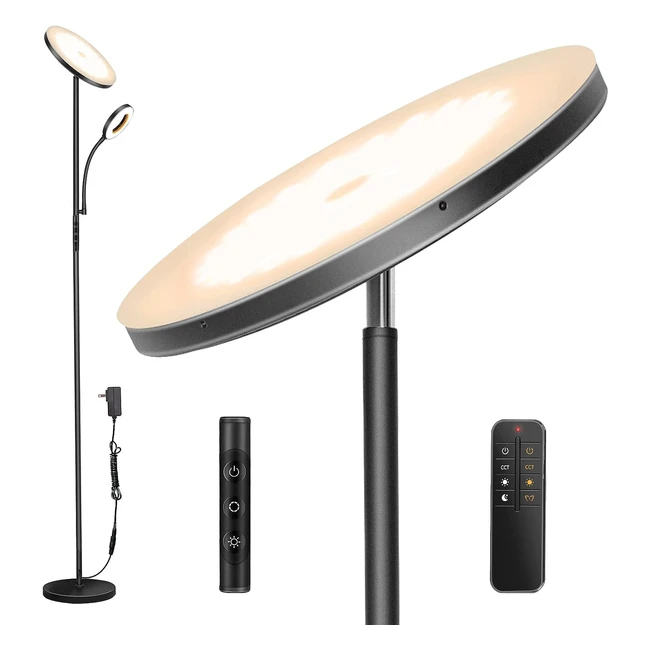 Lámpara de pie LED 42W 3600lm - Lámpara brillante con lectura moderna - Control táctil y remoto - Ideal para sala, dormitorio y oficina