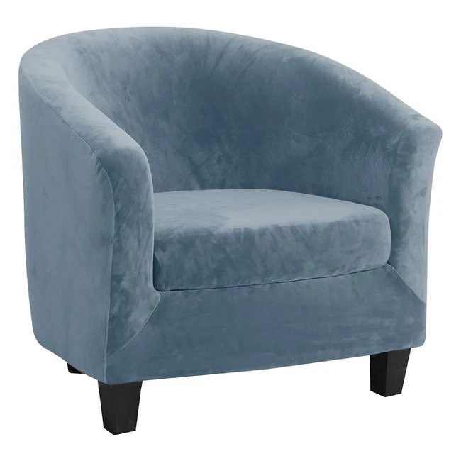 Ensemble de deux pièces housse de fauteuil velours Topchances, extensible, bleu gris