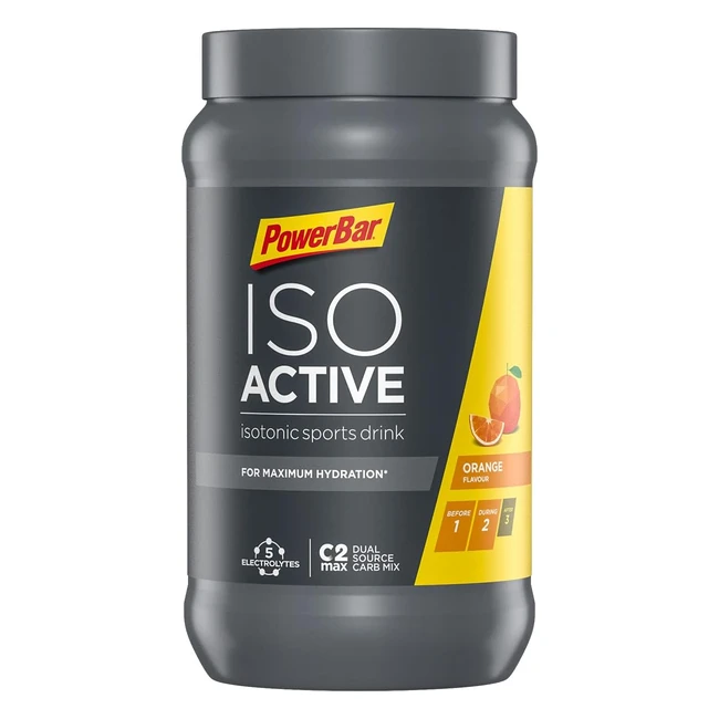 PowerBar IsoActive Orange 600g - Isotonic Sports Drink - 5 Electrolytes - C2MAX