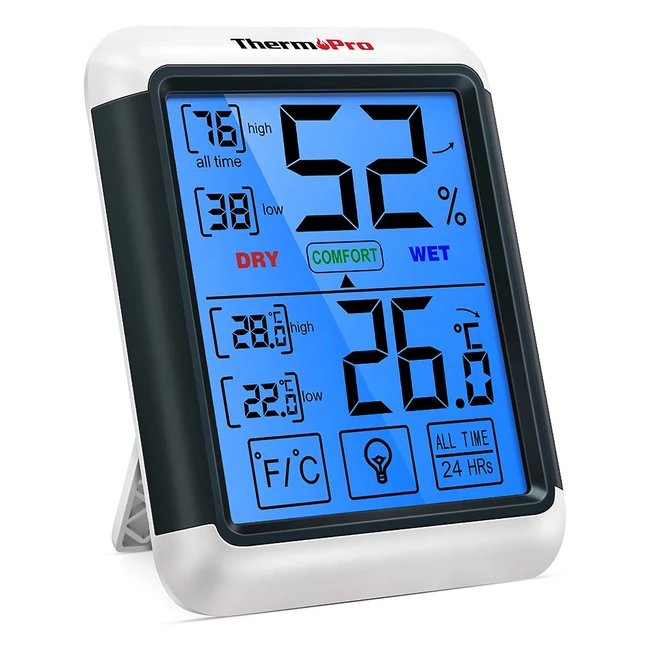 ThermoPro TP55 Digital Room Thermometer - Large Backlight Touchscreen - Max  Mi