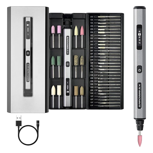 Stylo de gravure électrique ArrowMax SGS Pro - 42 embouts - Contrôle de mouvement intelligent - Bluetooth - Charge magnétique sans fil