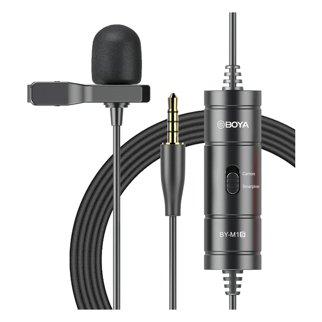Microfono Cravatta Boya BYM1S 6m 35mm Condensatore per iPhone Android DSLR