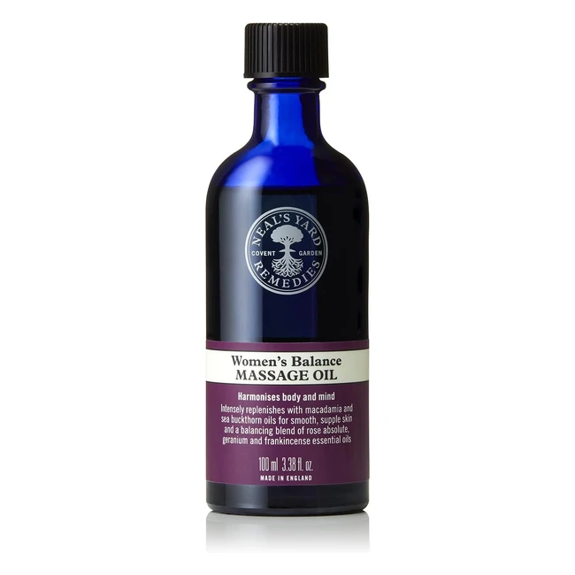 Neals Yard Remedies Women's Balance Massage Oil - Relaxing Body Gifts for Women - Rose Oil Blend - 100ml