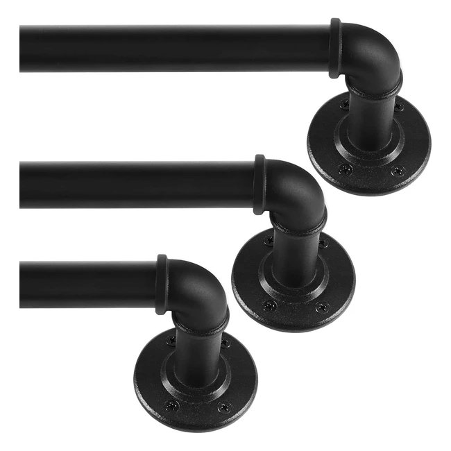 Tringle Rideau Extensible Style Industriel - 67cm à 122cm x 3 Pack
