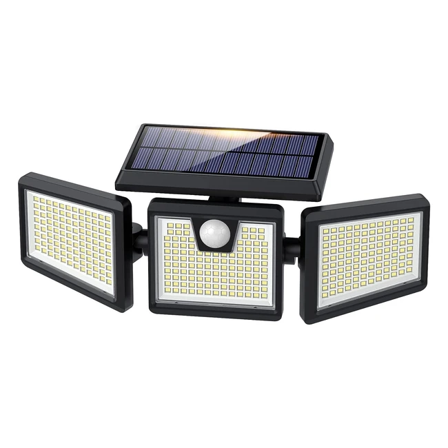 Lampes solaires extérieur Feob - Détecteur de mouvement - 3500lm - 341LED - 3 têtes - Haute luminosité - 270° - IP65 - Projecteur solaire