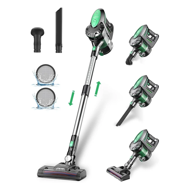 Vactidy Cordless Vacuum Cleaner 22kPa V8 - Powerful Suction, 45mins Battery, 6-in-1 Lightweight Hoover