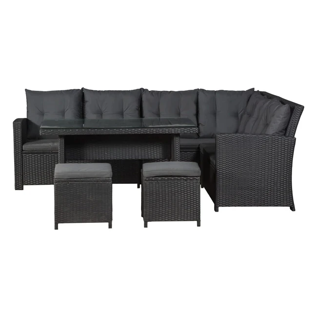 Juskys Polyrattan Gartenmbelset Santa Catalina Schwarz - Loungeset mit Ecksofa
