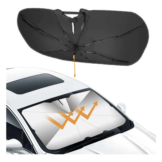 Oziral Car Windshield Sun Shade Umbrella - 360 Rotation Bendable Shaft UV Prot