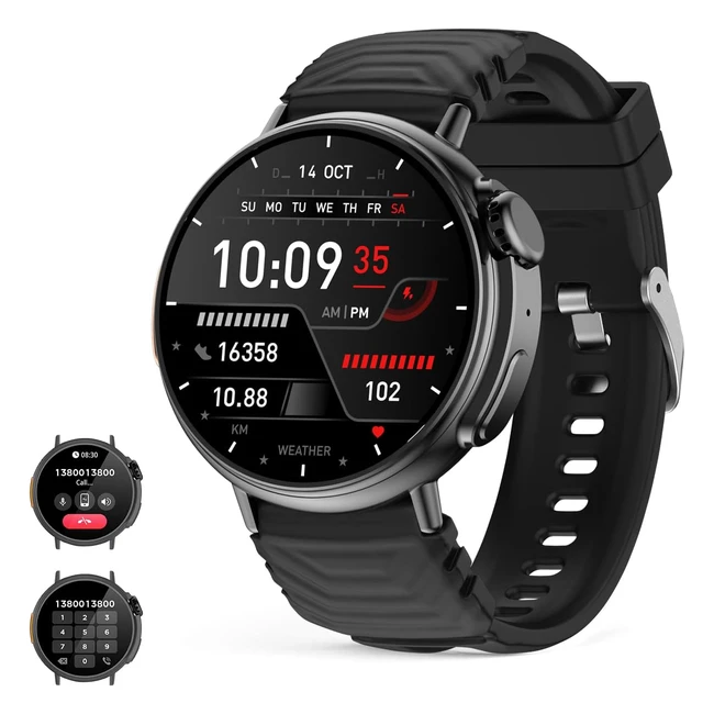 Montre Connectée Homme Femme, Appel Assistant Vocal, 152 Rond Écran HD, Sport Smartwatch Ultra, 120 Modes Sportifs, Podomètre, Calories, Notifications, Sommeil, Compatible avec Android iOS