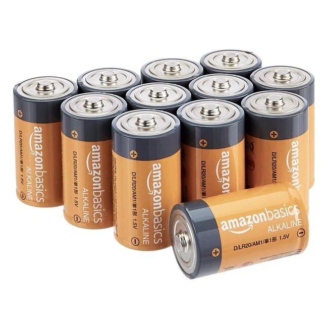 AmazonBasics Alkaline Batterien Typ D, 12 Stück, zuverlässige Stromversorgung für Spielzeug, Uhren, Taschenlampen uvm.