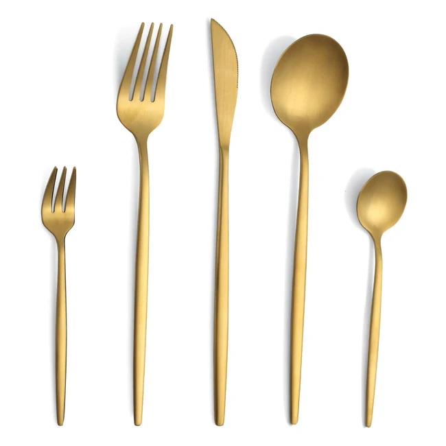 Juego de Cubiertos Pleafind 30 Piezas - Cubertería Acero Inoxidable para 6 Personas - Set Cubiertos Dorados