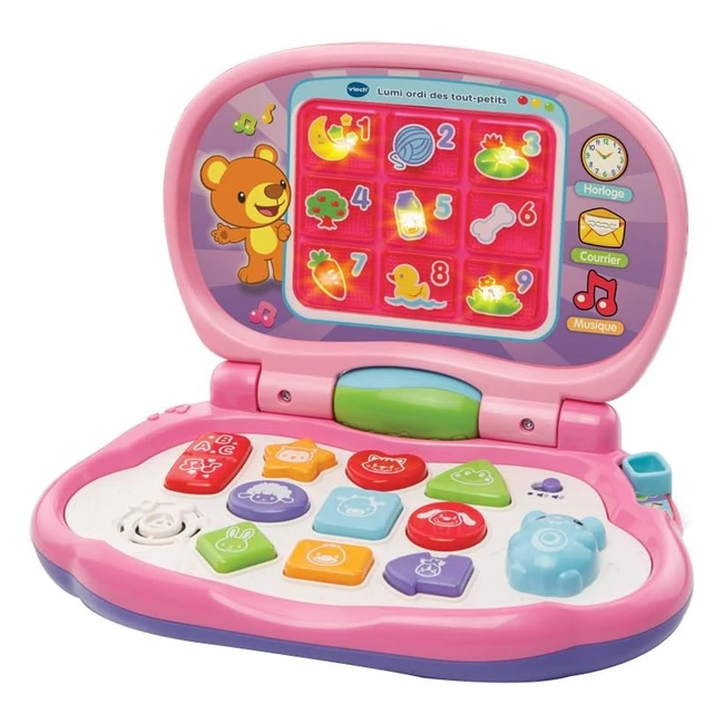 VTech 191255 Computer Rosa Lumi per Bambini - Forme, Animali, Colori - Mouse Direzionale - Effetti Luminosi