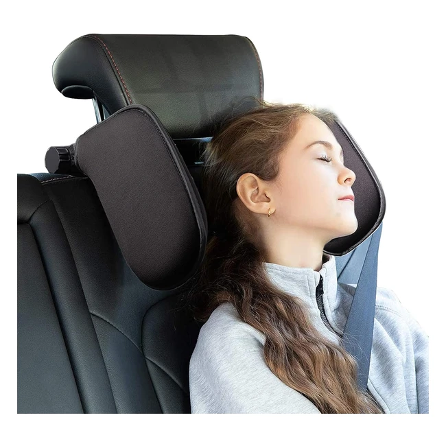 Spurtar Reposacabezas Coche - Sujeta Cabezas para Niños - Transpirable y Ajustable - Almohada de Cuello - Viaje en Automóvil - Negro