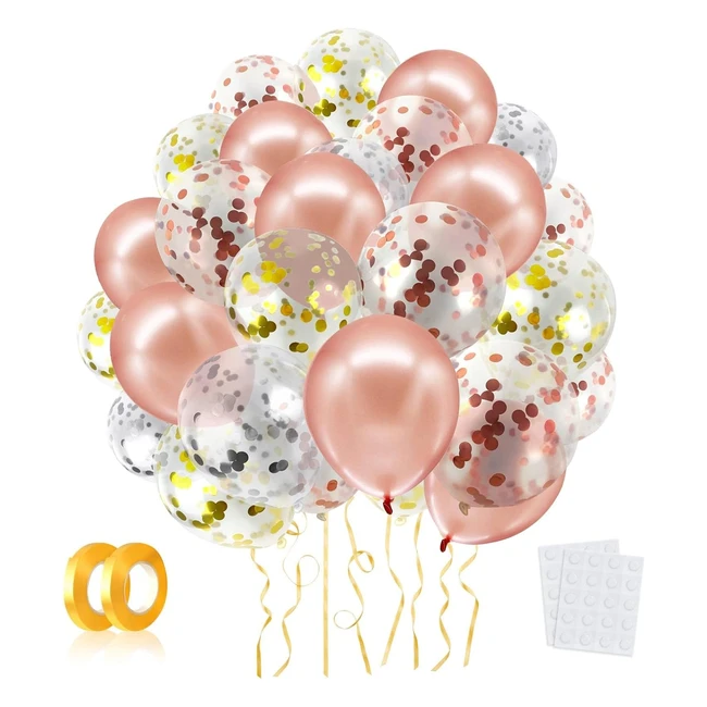 Kit de ballons latex rose et or pour décoration de fête - 50pcs