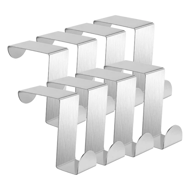 Flintronic Over Door Hooks - Heavy Duty Stainless Steel - Reversible Organizer Rack - 8pcs