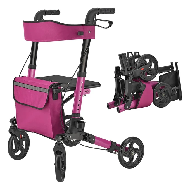 Juskys Rollator Vital Lila - Leicht faltbar Aluminium bis 130 kg hhenverstel