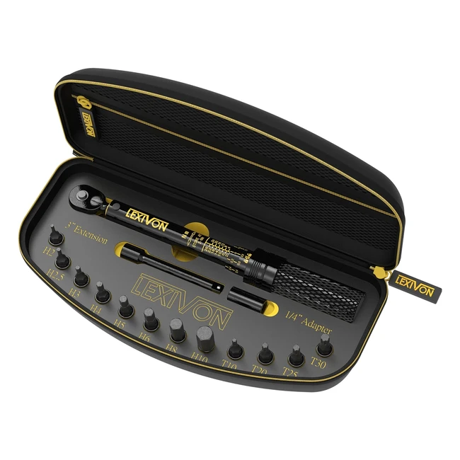 Lexivon Llave Dinamométrica 14 Pulgadas 15 Piezas Kit Engranaje 72 Dientes Tipo Clic 2-26Nm