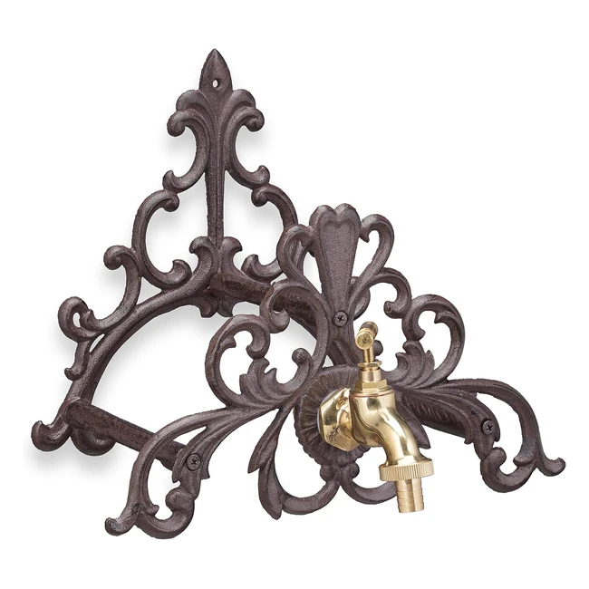 Support de tuyau darrosage en fer forg - Design dantan - Marron fonc