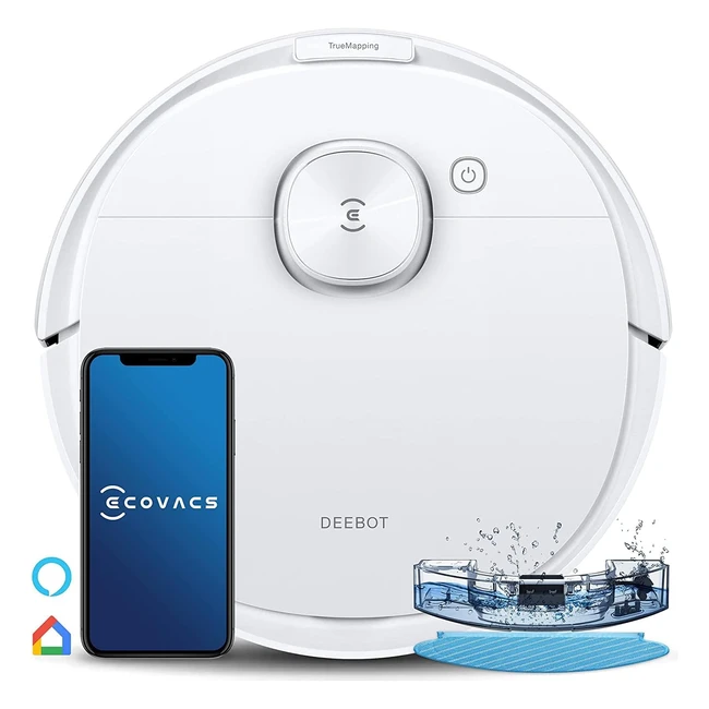 Ecovacs Robotics Deebot N8 Modell 2021 Staubsauger Roboter mit Wischfunktion Ozmo 2300 Pa Staubsauger Roboter Intelligente Navigation DTOF Laser Scanning Alexa Weiß