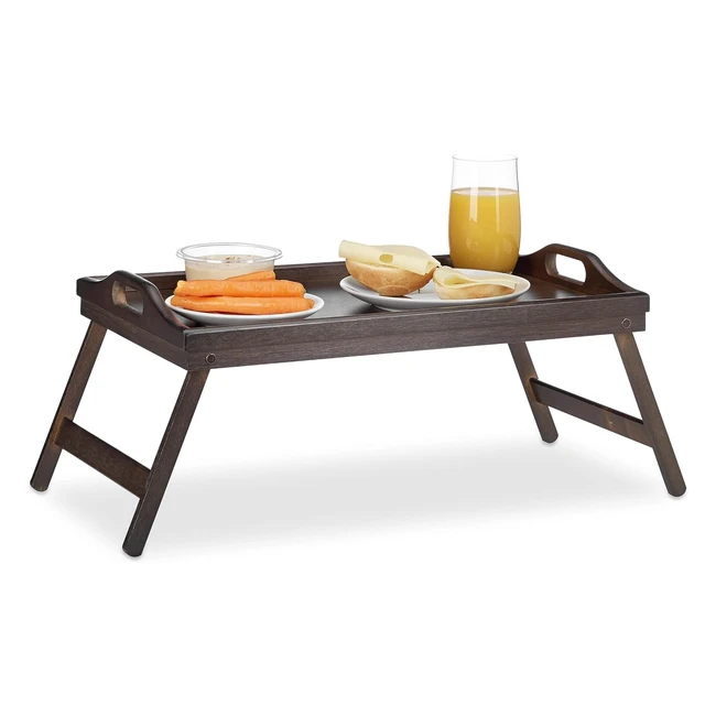 Vassoio da Letto Pieghevole Relaxdays - Bordo Rialzato - Marrone