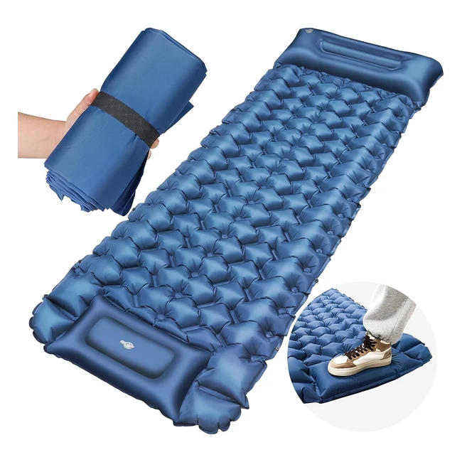 Matelas de camping gonflable Bluever - Ultraléger et résistant à l'eau - Pour camping, voyages, plage, randonnée